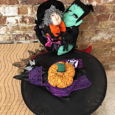 Halloween Decorations Witches Hats & Frankenstein & Witch Dolls