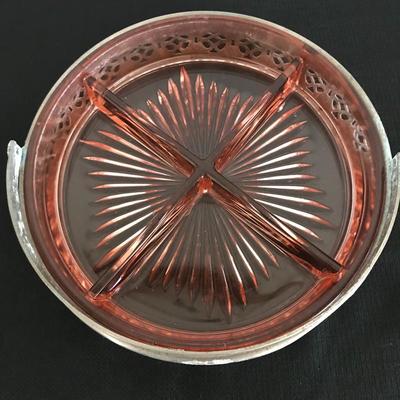 Lot 98 - Colored Glass Juicer and Candy Dish