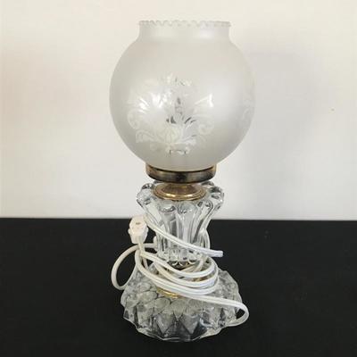 Lot 23 - Glass Lamp, Tulip Bowl, and Candlesticks 