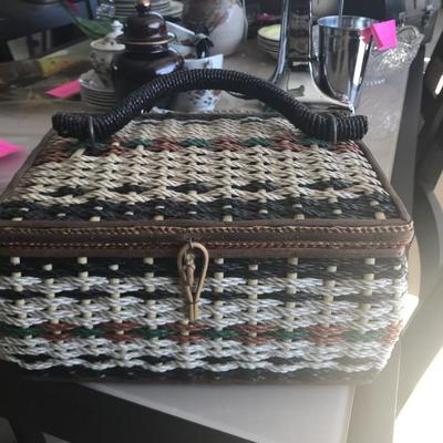 Weaved Sewing Basket with Contents (Item #710)