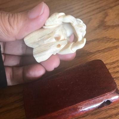 Ivory-like (bone?) Asian Figurine w/ Stand (Item #702)