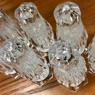 3 sets of pressed glass salt and peper shakers