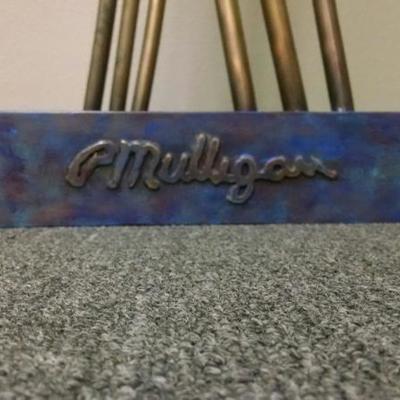 Penny Mulligan Bronze and blue finish metal floor sculpture, signed.