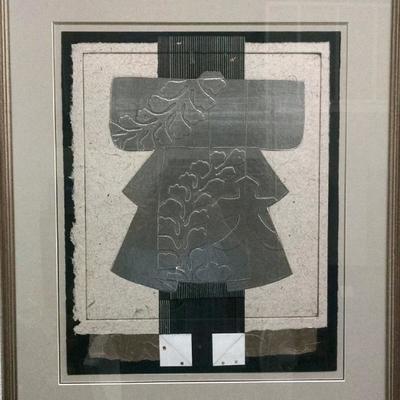 Framed Kimono paper sculpture