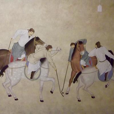 Hong Kong Polo players on streched canvas