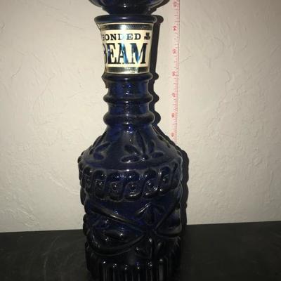 Jim Bean Bottle - Cobalt Blue Glass
