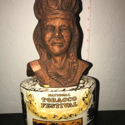Jim Bean Bottle - Native American Chief   National Tobacco Festival