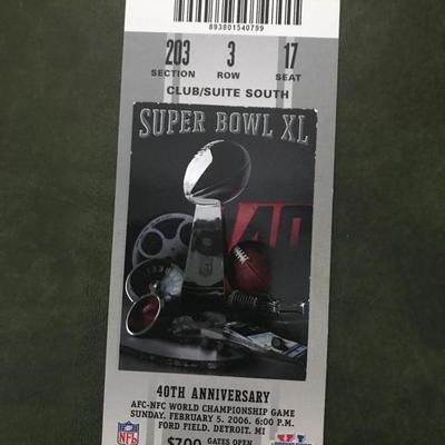 Super Bowl XL Silver Variation Stadium Ticket (Item 186)