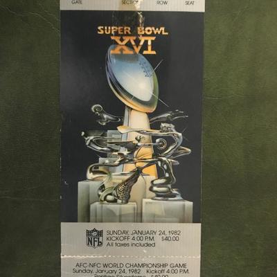 Super Bowl XVI FULL Stadium Ticket (Item 160)