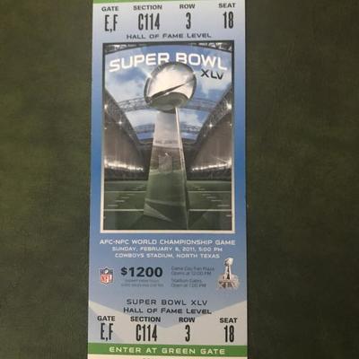 Super Bowl XLV FULL Stadium Ticket (Item 190)