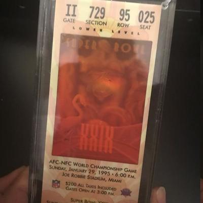 Slabbed Super Bowl XXIX FULL Stadium Ticket (Item 293)