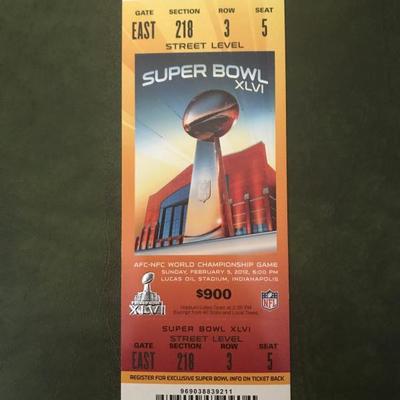 Super Bowl XLVI FULL Stadium Ticket (Item 192)
