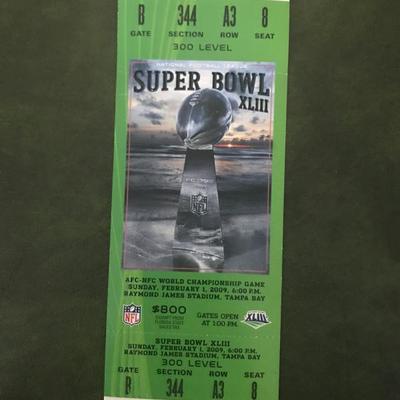 Super Bowl XLIII FULL Stadium Ticket (Item 189)