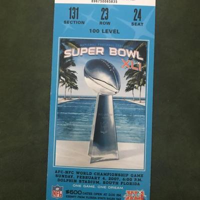 Super Bowl XLI Stadium Ticket (Item 187)