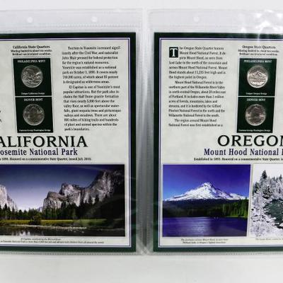 Set of 9 Panels US Statehood Quarters & Stamps Collection