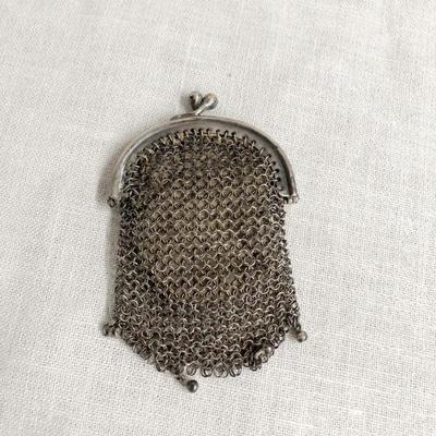 Antique 800 Sterling Silver Mesh Coin Purse 20.8g (Item 807)