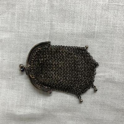 Antique 800 Sterling Silver Mesh Coin Purse 20.8g (Item 807)