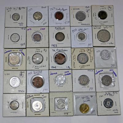 Lot of 25 Vintage COINS in Holders, International Coins