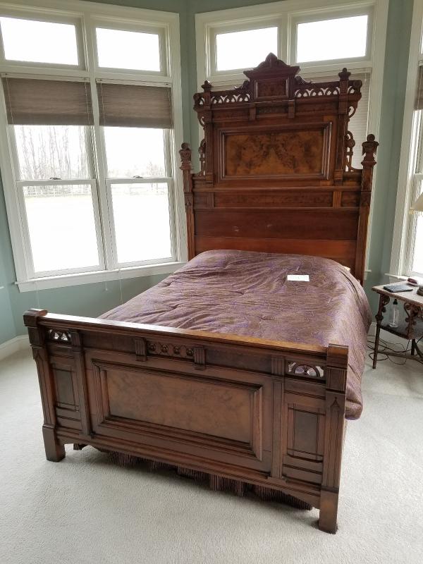 Eastlake, Renaissance Revival Walnut Burl Bed, Original Circa 1880's