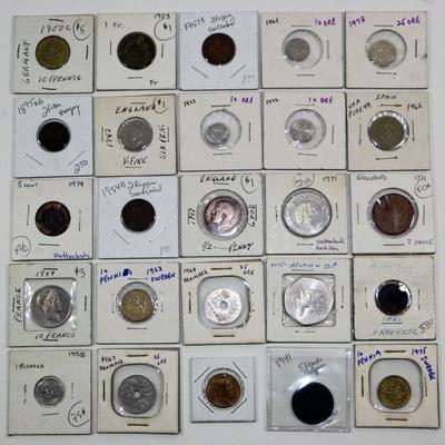Lot of 25 Vintage Coins in Holders
