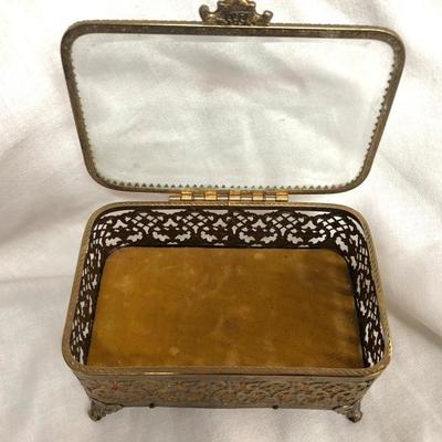 Vintage Ornate Glass Jewelry Box (Item 911)