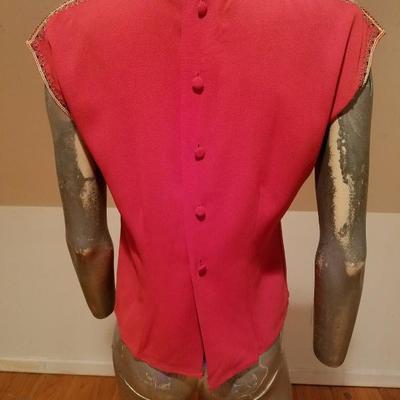 Circa 1930's Moroccan red lip silk top heavy Gold hand embroidered 