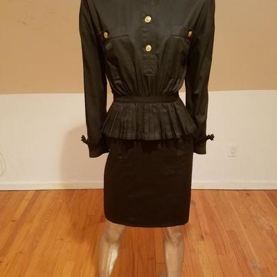 Vtg Chanel Boutique Paris Amen Wardy Rare pleated basque dress 