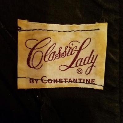 Vtg Classic Lady by Constantine maxi jersey dress voile bodice belt