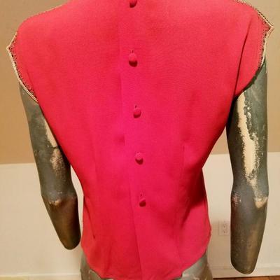 Circa 1930's Moroccan red lip silk top heavy Gold hand embroidered 