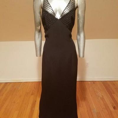 Vintage Jovani black embellished maxi gown low open back