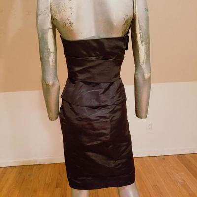 Vintage Jacques Fath Paris silk one shoulder cocktail detailed dress 