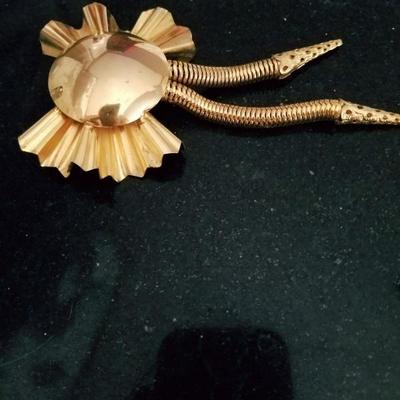 Vtg 1950's I.Donna gold plate Brooch Danglers filigree