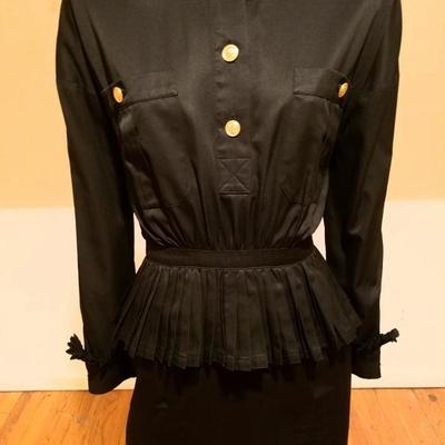  Vtg Chanel Boutique Paris Amen Wardy Rare pleated basque dress 