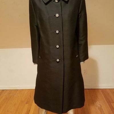 Vtg 1950 opera silk Shantung dress/coat ensemble brocade lined