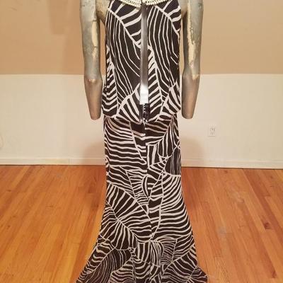 Vtg Couture Jean Louis Scherrer silk beaded neck cleopatra belted Formal Gown