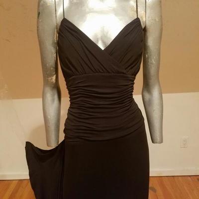 Vintage Nicole Miller Collection draped grecian maxi dress ruffle wing