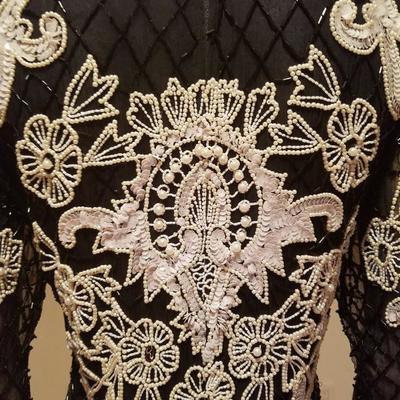 Vtg Couture silk heavily beaded evening dress 