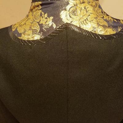 Vtg Koos Van den Akker skirt suit with gold lame' embroidery & applique