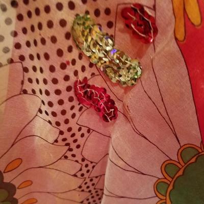 Vtg 1950's Lillie Rubin Iconic floral Organza gown sequin embroidery