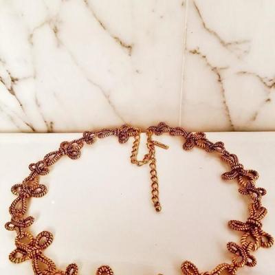 Oscar de la Renta Iconic 1973 signed Modernist link Necklace/Belt Gold Plated