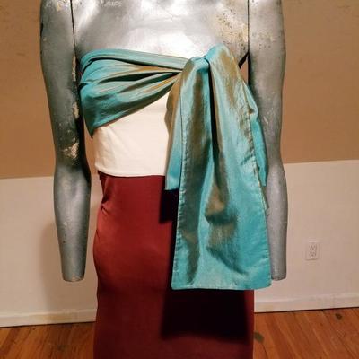 Vintage Iconic Jean Paul Gaultier silk sash tie strapless jesrey dress