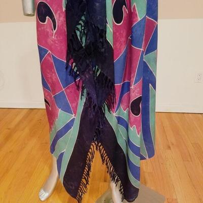 Vtg stone dyed rare Toga shawl dress fringes