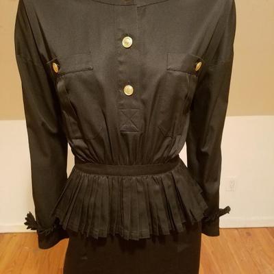  Vtg Chanel Boutique Paris Amen Wardy Rare pleated basque dress 