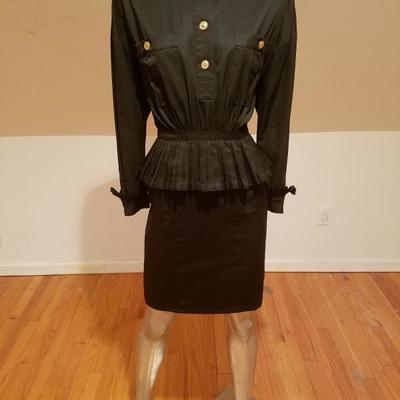  Vtg Chanel Boutique Paris Amen Wardy Rare pleated basque dress 