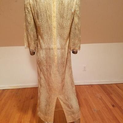 Vtg French Couture layering evening flapper fully beaded gown