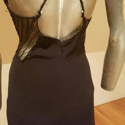 Vintage Jovani black embellished maxi gown low open back