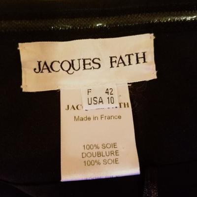 Vintage Jacques Fath Paris silk one shoulder cocktail detailed dress 