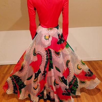 Vtg 1950's Lillie Rubin Iconic floral Organza gown sequin embroidery