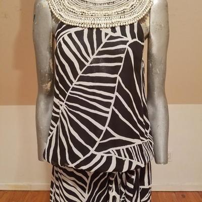 Vtg Couture Jean Louis Scherrer silk beaded neck cleopatra belted Formal Gown