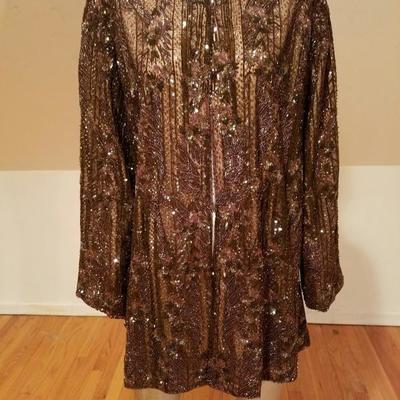 Couture Randi Rahm Designer to the stars silk custom beaded Opera jacket